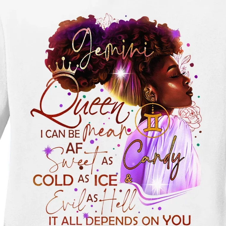 Gemini Queen Sweet As Candy Birthday Gift For Black Women Ladies Long Sleeve Shirt