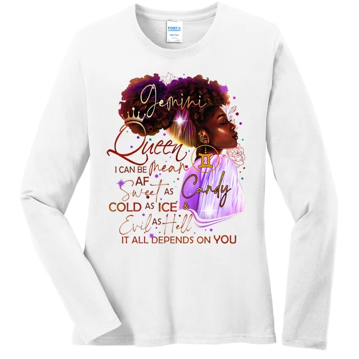 Gemini Queen Sweet As Candy Birthday Gift For Black Women Ladies Long Sleeve Shirt