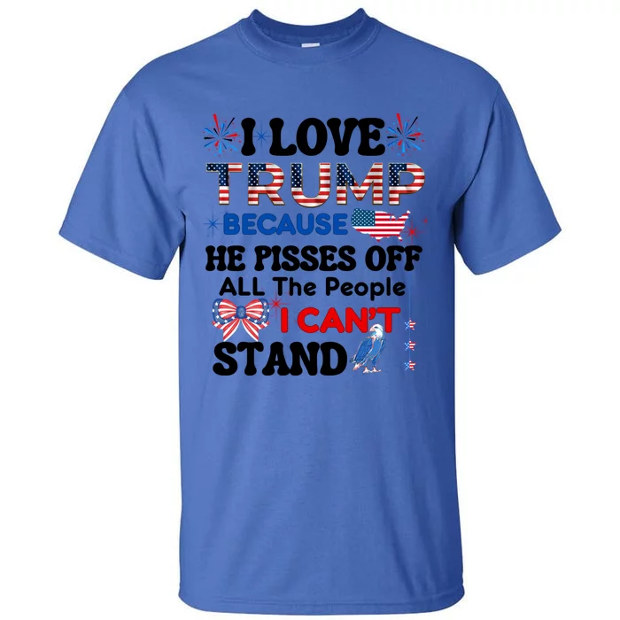 Great Quote Supporters I Love Trump Eagle Bow Tie Map Usa Gift Tall T-Shirt