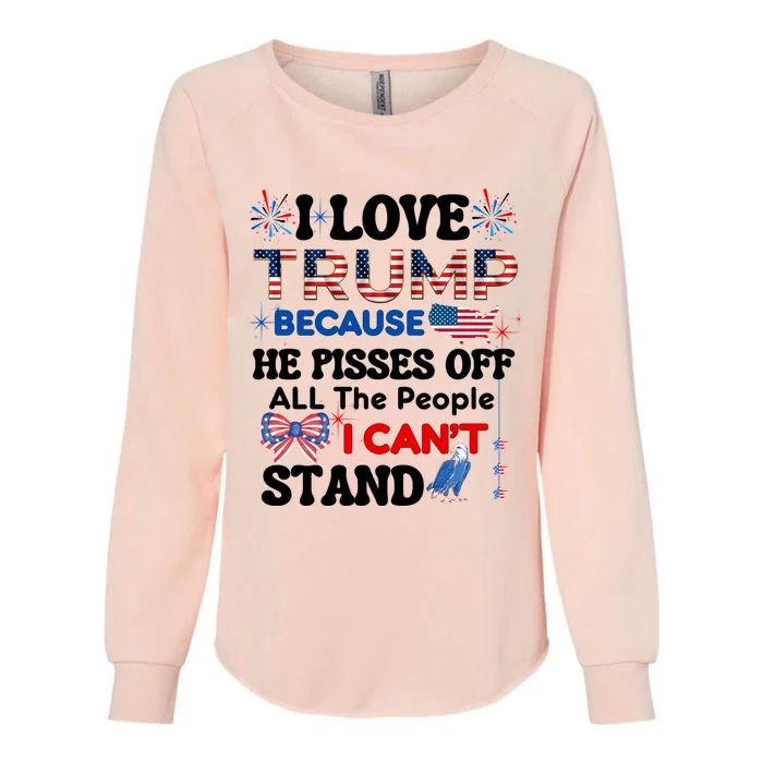 Great Quote Supporters I Love Trump Eagle Bow Tie Map Usa Gift Womens California Wash Sweatshirt