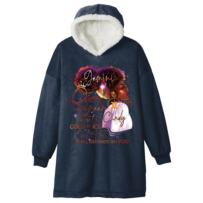 Gemini Queen Sweet As Candy Birthday Gift For Black Women Hooded Wearable Blanket