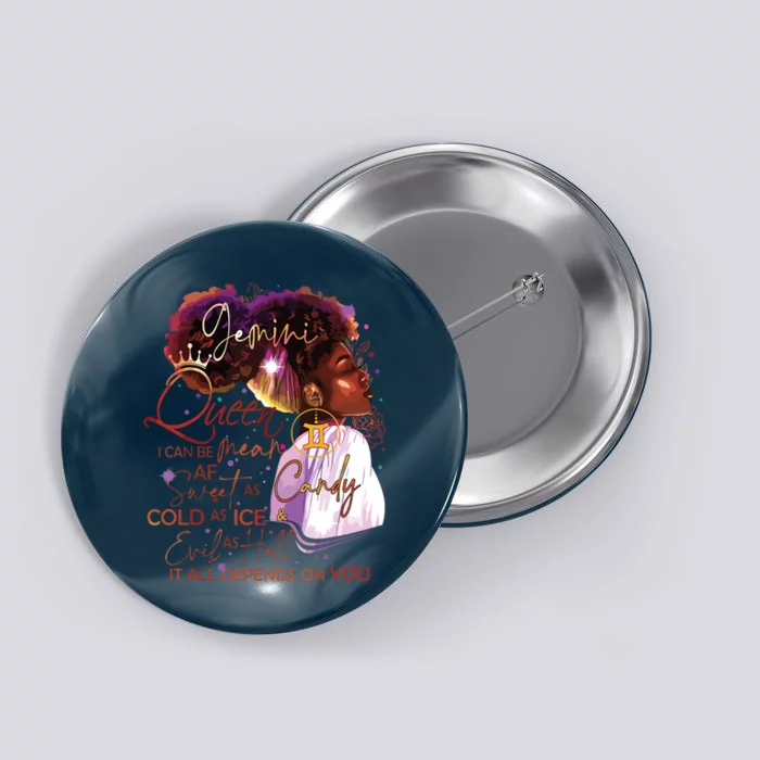 Gemini Queen Sweet As Candy Birthday Gift For Black Women Button