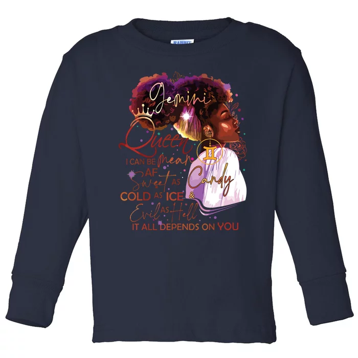 Gemini Queen Sweet As Candy Birthday Gift For Black Women Toddler Long Sleeve Shirt