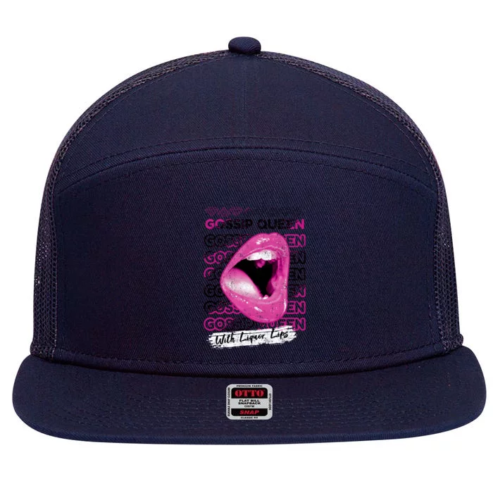 Gossip Queen With Liquor Lips 7 Panel Mesh Trucker Snapback Hat