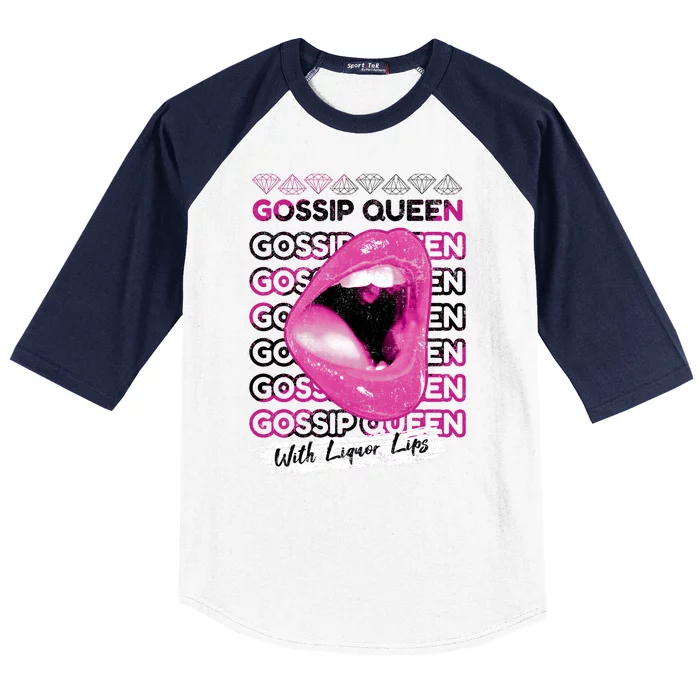 Gossip Queen With Liquor Lips Baseball Sleeve Shirt