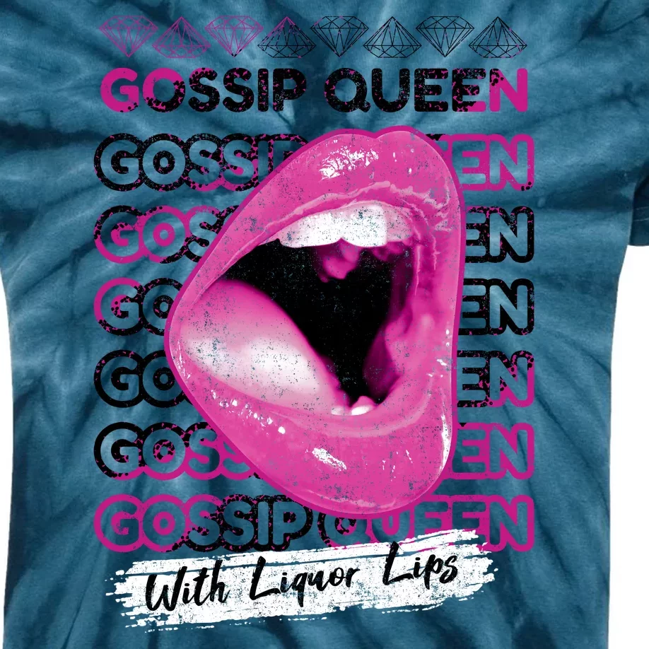 Gossip Queen With Liquor Lips Kids Tie-Dye T-Shirt