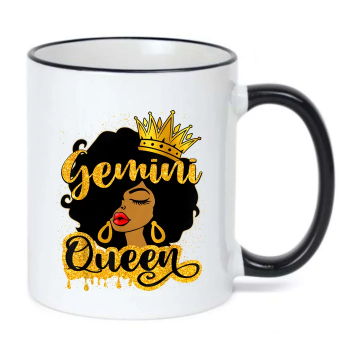 Gemini Queen Zodiac Sign Birthday Girl Afro Black Woman Black Color Changing Mug