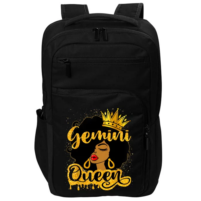 Gemini Queen Zodiac Sign Birthday Girl Afro Black Woman Impact Tech Backpack