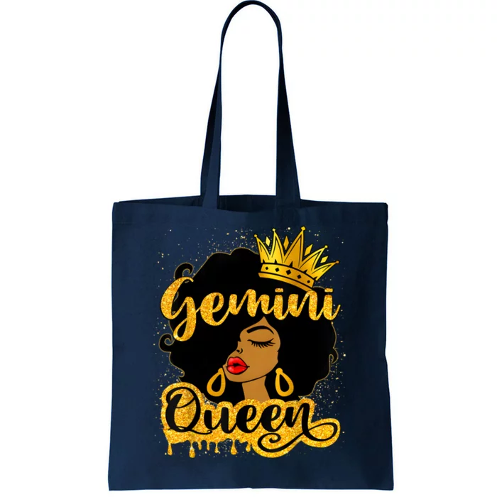 Gemini Queen Zodiac Sign Birthday Girl Afro Black Woman Tote Bag