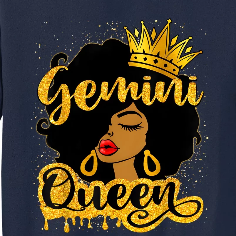 Gemini Queen Zodiac Sign Birthday Girl Afro Black Woman Tall Sweatshirt