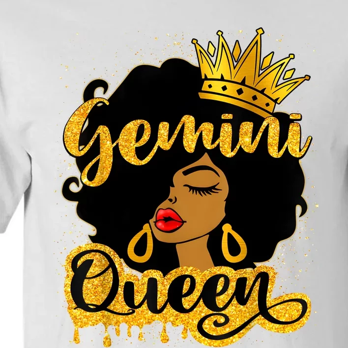 Gemini Queen Zodiac Sign Birthday Girl Afro Black Woman Tall T-Shirt