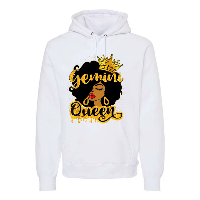 Gemini Queen Zodiac Sign Birthday Girl Afro Black Woman Premium Hoodie