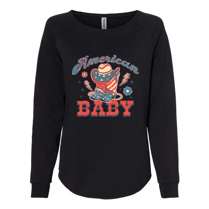 Groovy Retro 4th Of July American Baby Boot Womens California Wash Sweatshirt