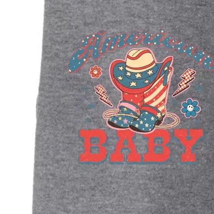 Groovy Retro 4th Of July American Baby Boot Doggie 3-End Fleece Hoodie