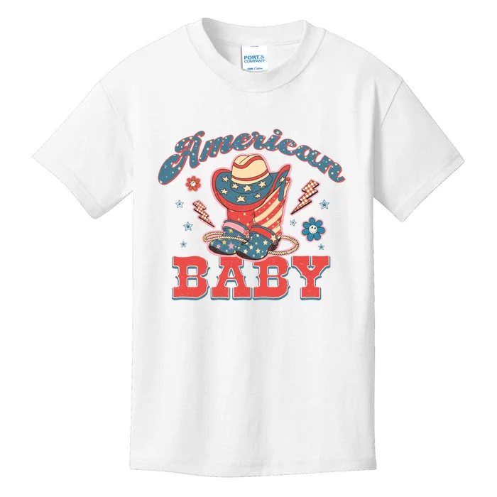 Groovy Retro 4th Of July American Baby Boot Kids T-Shirt