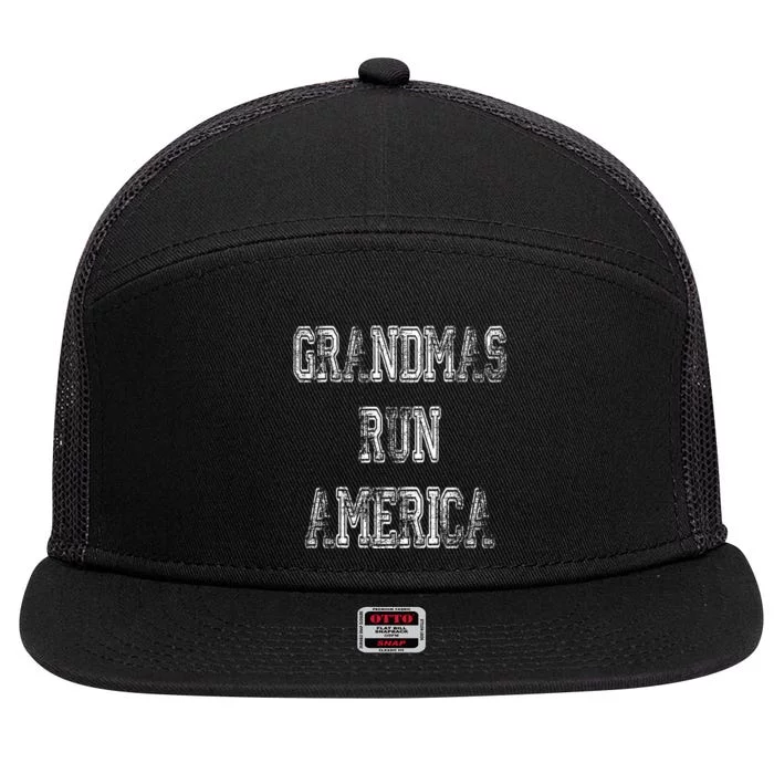 Grandmas Run America Funny Grandma Birthday 7 Panel Mesh Trucker Snapback Hat