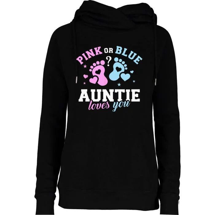 Gender Reveal Auntie Aunt Womens Funnel Neck Pullover Hood