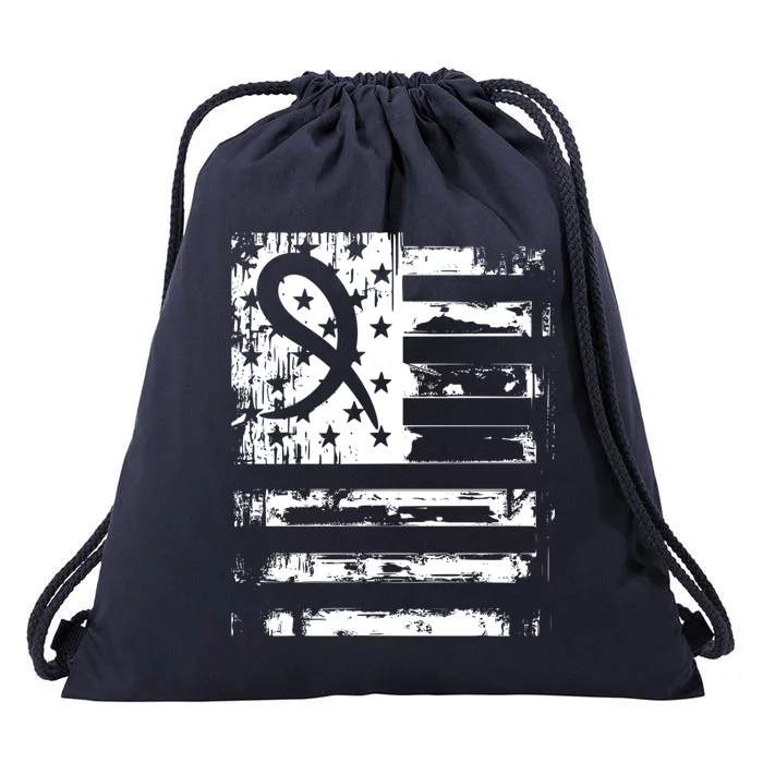 Gray Ribbon Awareness Month Cute Gift Drawstring Bag