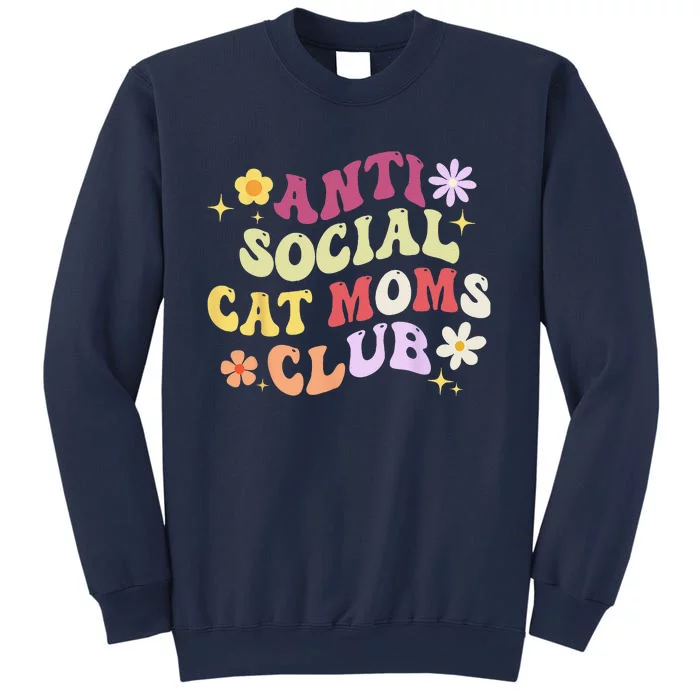 Groovy Retro Anti Social Cat Moms Club Mothers Day Tees Gift Sweatshirt