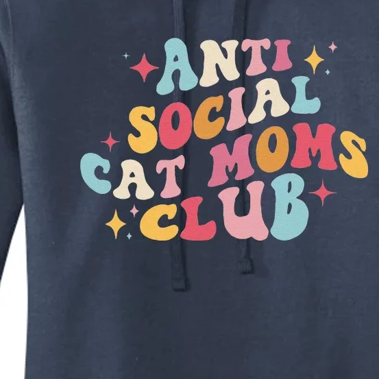 Groovy Retro Anti Social Cat Moms Club Mothers Day Tees Women's Pullover Hoodie