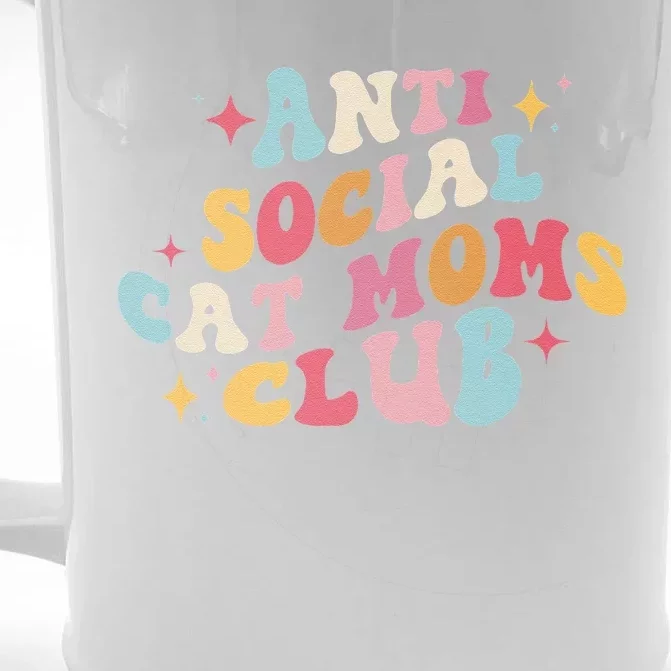 Groovy Retro Anti Social Cat Moms Club Mothers Day Tees Front & Back Beer Stein