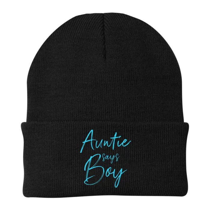 Gender reveal auntie says matching family baby party Knit Cap Winter Beanie