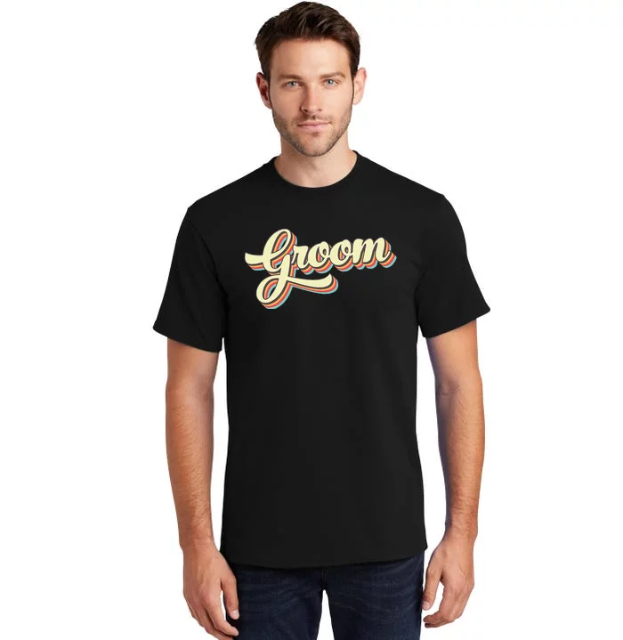 Groom Retro Art Baseball Font Vintage Tall T-Shirt