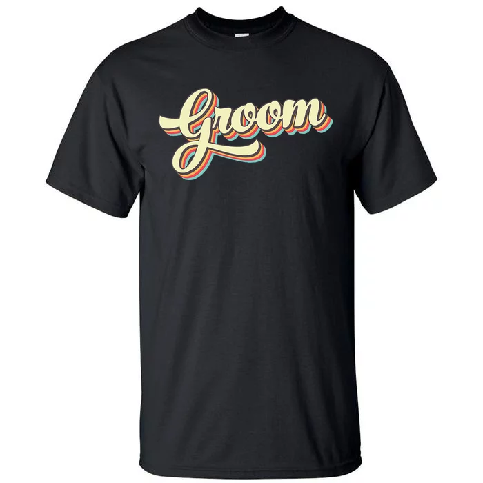 Groom Retro Art Baseball Font Vintage Tall T-Shirt