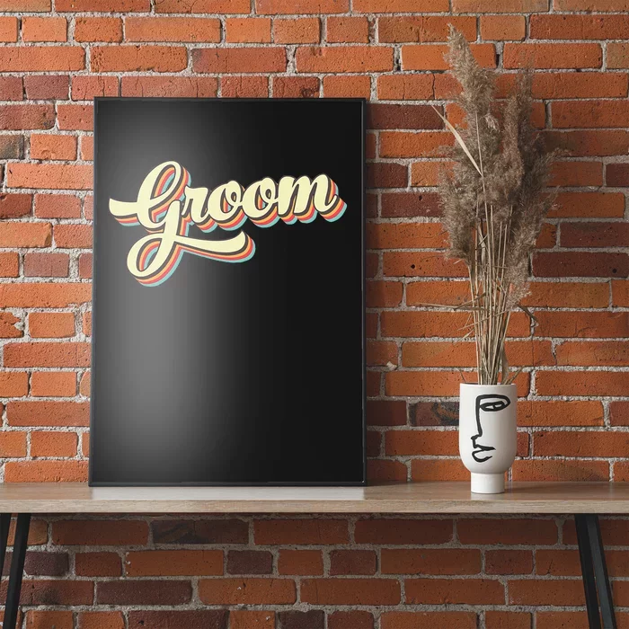 Groom Retro Art Baseball Font Vintage Poster