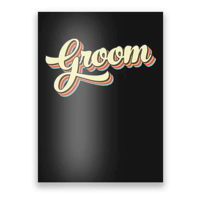 Groom Retro Art Baseball Font Vintage Poster