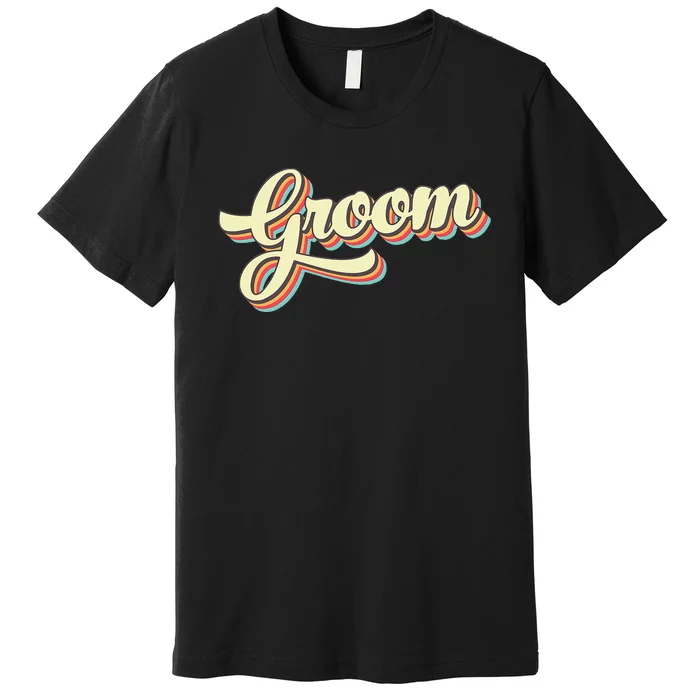 Groom Retro Art Baseball Font Vintage Premium T-Shirt