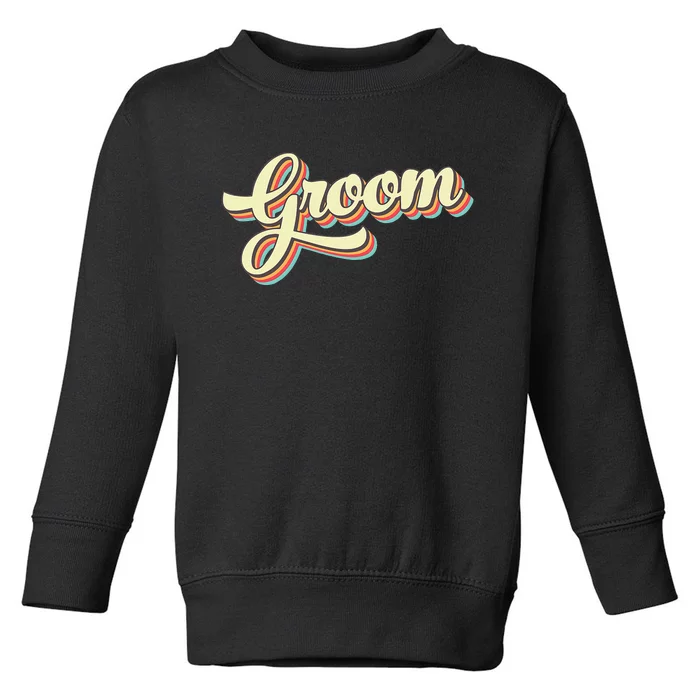 Groom Retro Art Baseball Font Vintage Toddler Sweatshirt