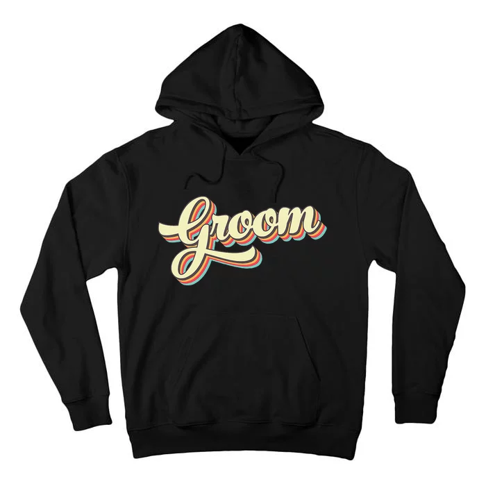 Groom Retro Art Baseball Font Vintage Tall Hoodie