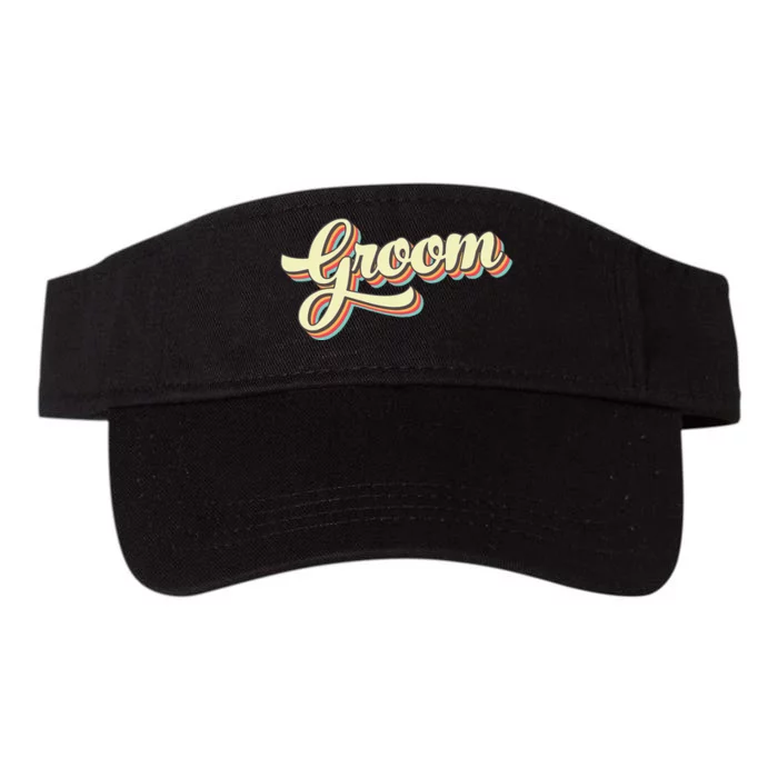 Groom Retro Art Baseball Font Vintage Valucap Bio-Washed Visor