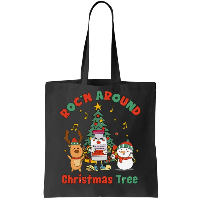 Groovy RocN Around The Christmas Tree Nursing Nurse Squad Tote Bag