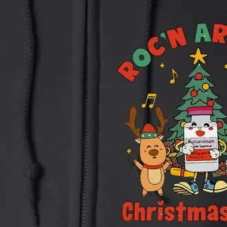 Groovy RocN Around The Christmas Tree Nursing Nurse Squad Full Zip Hoodie