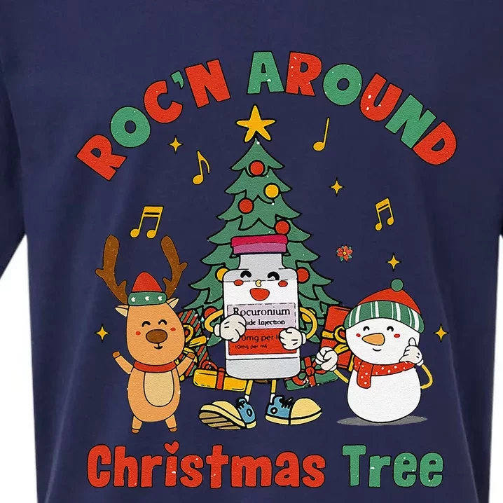 Groovy RocN Around The Christmas Tree Nursing Nurse Squad Sueded Cloud Jersey T-Shirt