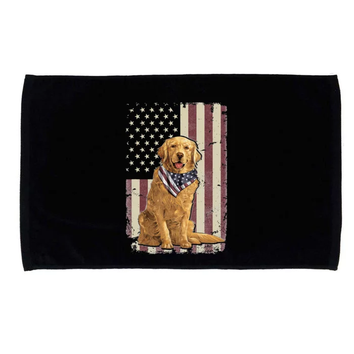 Golden Retriever American Flag Bandana 4th Of July Microfiber Hand Towel