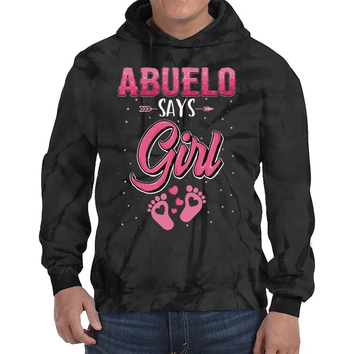 Gender reveal Abuelo says baby matching family set Tie Dye Hoodie