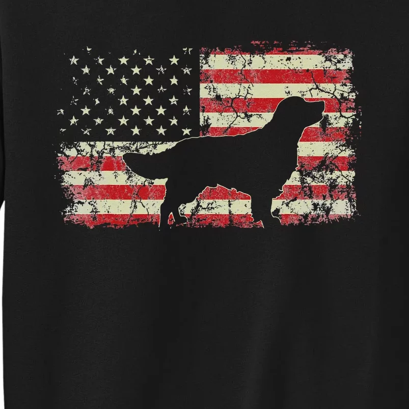 Golden Retriever American Flag 4th July Patriotic Dog Lover Tall Sweatshirt