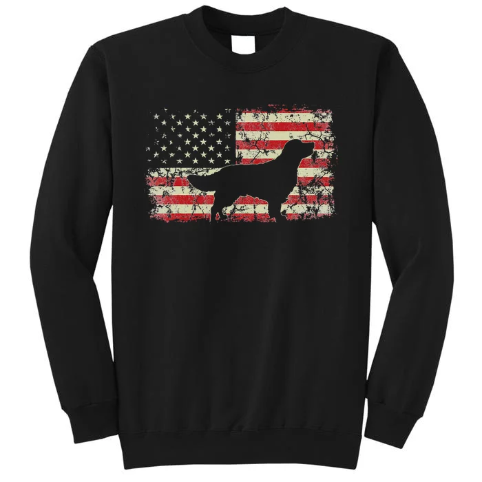 Golden Retriever American Flag 4th July Patriotic Dog Lover Tall Sweatshirt