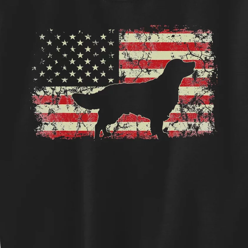 Golden Retriever American Flag 4th July Patriotic Dog Lover Kids Sweatshirt