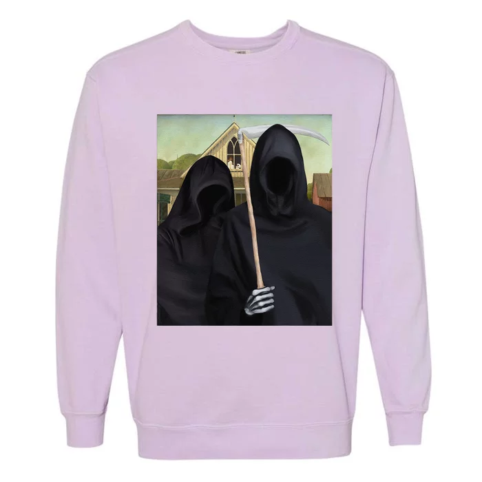 Grim Reaper American Gothic Spooky Halloween Grim Reaper Garment-Dyed Sweatshirt