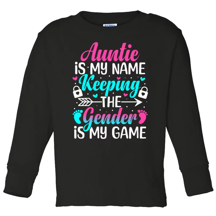 Gender Reveal Auntie Design For A Keeper Of The Gender Aunt Toddler Long Sleeve Shirt