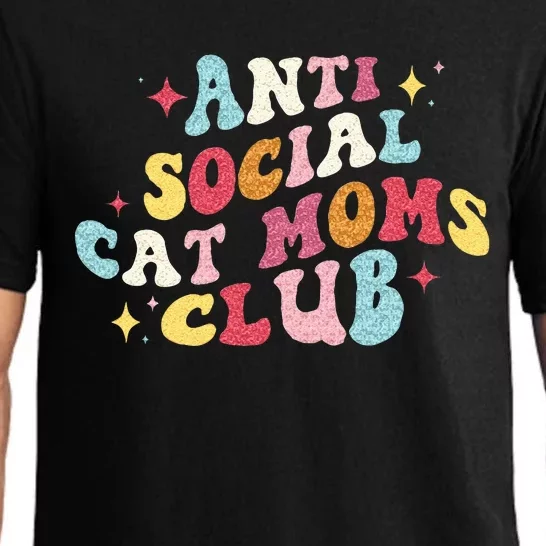 Groovy Retro Anti Social Cat Moms Club Mothers Day Pajama Set