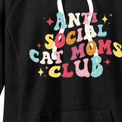 Groovy Retro Anti Social Cat Moms Club Mothers Day Women's Fleece Hoodie