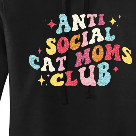 Groovy Retro Anti Social Cat Moms Club Mothers Day Women's Pullover Hoodie