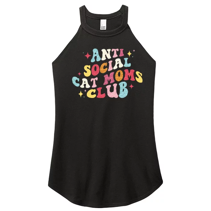 Groovy Retro Anti Social Cat Moms Club Mothers Day Women’s Perfect Tri Rocker Tank