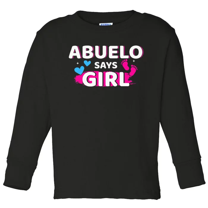 Gender reveal abuelo says matching family baby party Toddler Long Sleeve Shirt