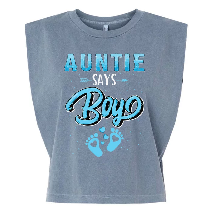 Gender reveal Auntie says baby matching family set Garment-Dyed Women's Muscle Tee